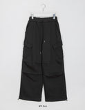 Watchun banding brushed parachute cargo pants