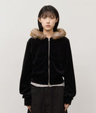 (W) Us Fur Velvet Zip Hoodie