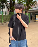 Kamen short sleeve knit zip-up