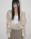 Lex mesh stripe knit hood zip-up
