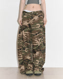 Camo ripstop side folding wide pants