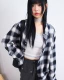 Dreamer cut-out cropped check shirt