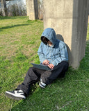 Linf hooded denim shirt