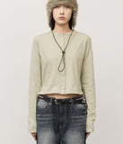 (W) Cream Button Top