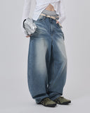 Embo washed over denim pants
