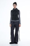 Frey high-neck shirring sweater vest