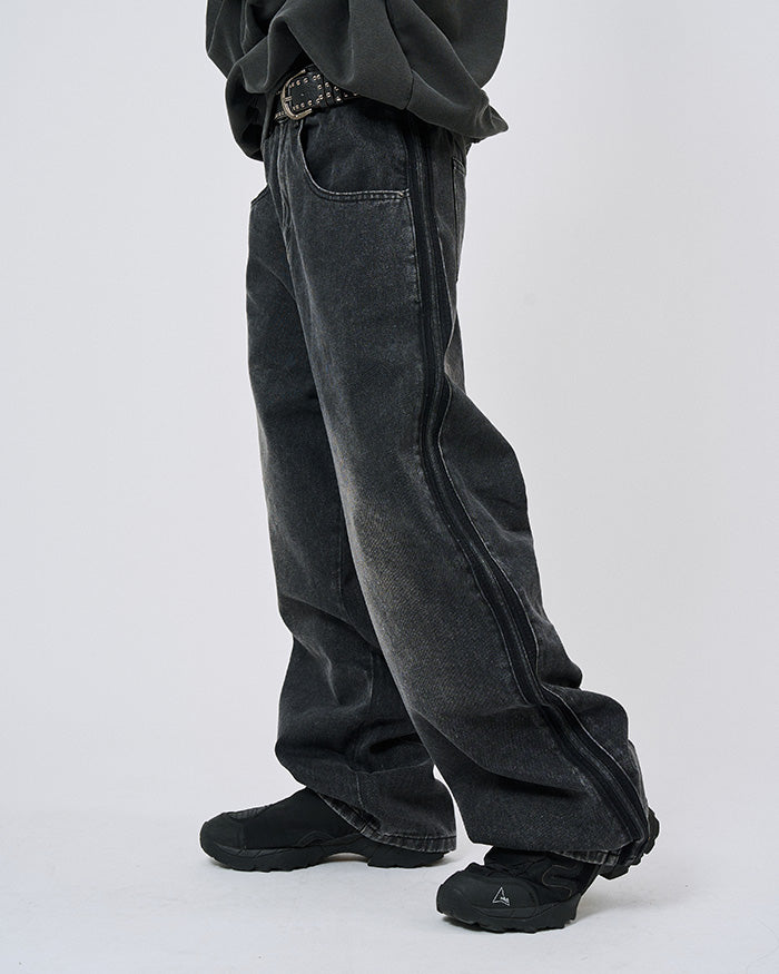 House side track line denim pants