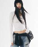 Mabel halter V-neck shirring long sleeve