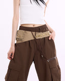 Studded cotton wide pocket belt