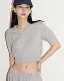 Verso v-neck crop short sleeve knit