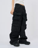 Traveler solid cargo denim pants