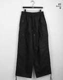 Zler Y2K Cargo Ribbon Two-Way Banding Cotton Long Jogger Wide Pants