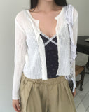 Yoring summer see-through rib cardigan
