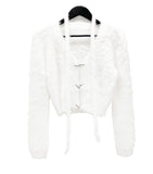 Linked Metal Ring Scarf Fur Cardigan