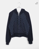 Homer Dot Raglan Two-Way Zipper Long Sleeve Hood Zip-Up