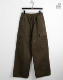 Tonijon Pocket Cotton Banding Long Wide Cargo Pants
