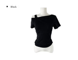 Cannon Layered Shirring Off-Shoulder T-Shirt