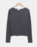Neon Button Shirring Knit Top Cardigan Set