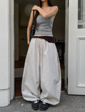 Oat herringbone side pintuck balloon pants