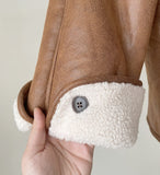 Kelmar Fur Collar Double Leather Mustang Half Jacket (Strap Set)