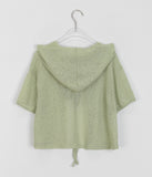 Duco Summer Crop Ribbon Hood Short Sleeve Cardigan