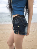 Dibe Vintage Washing Denim Low Shorts