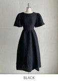 Endel Puff Jacquard Flare Long One Piece