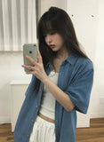 [Planning] Freck Denim Overfit Short Sleeve Denim Shirt