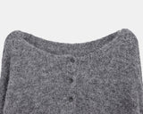 Sodan round neck henley neck loose wool long sleeve knit