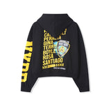 Police Semi-Crop Over Printed Hood Zip-Up