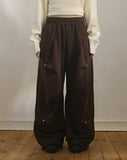 Chobi Rivet Pleated Pin Tuck Brushed Pants