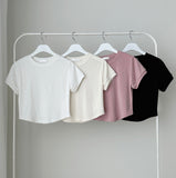 Modern Round Plain Short Sleeve T-shirt