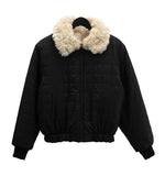 Reversible Fur Collar Quilted Dumble Jumper