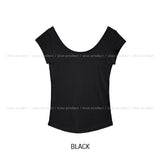 [U-BASIC/1+1] Roundy Slim U-neck Cap Sleeve Short Sleeve