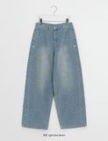 Gelott Stripe Carpenter Denim Balloon Wide Pants