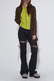 eyelet rope boots-cut denim