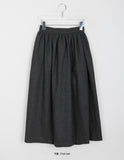 Wilby herringbone wool banding flare long skirt