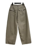 Back pocket wide cotton pants