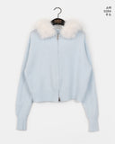 Waring Two Way Angel Fur Hood Knit Zip-up