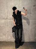 Pigment Sleeveless Line Hood Zip-up