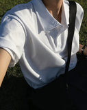 Collar Henry Neck Boonto Short Sleeve T-shirt