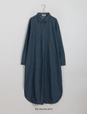 Torom Half Open Denim Collar Long One Piece