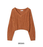 Bare Cable V-Neck Crop Knit