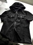 Pigment Short Sleeve Line Hood Zip-Up