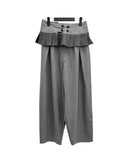 Curved Balloon Pleated Wrap Slacks
