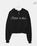 Arring Pretty Motion Lettering Pocket Long Sleeve Hood Zip-Up