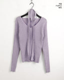 [Muffler set] Caron Ribbed V-neck Knit