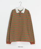 [unisex] Konendy stripe rugby over collar tee