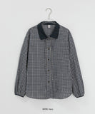[BAONHAUS] Salo Ribbon Color Matching Check Collar Shirt
