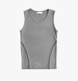 Muscle fit side stitch ribbed sleeveless